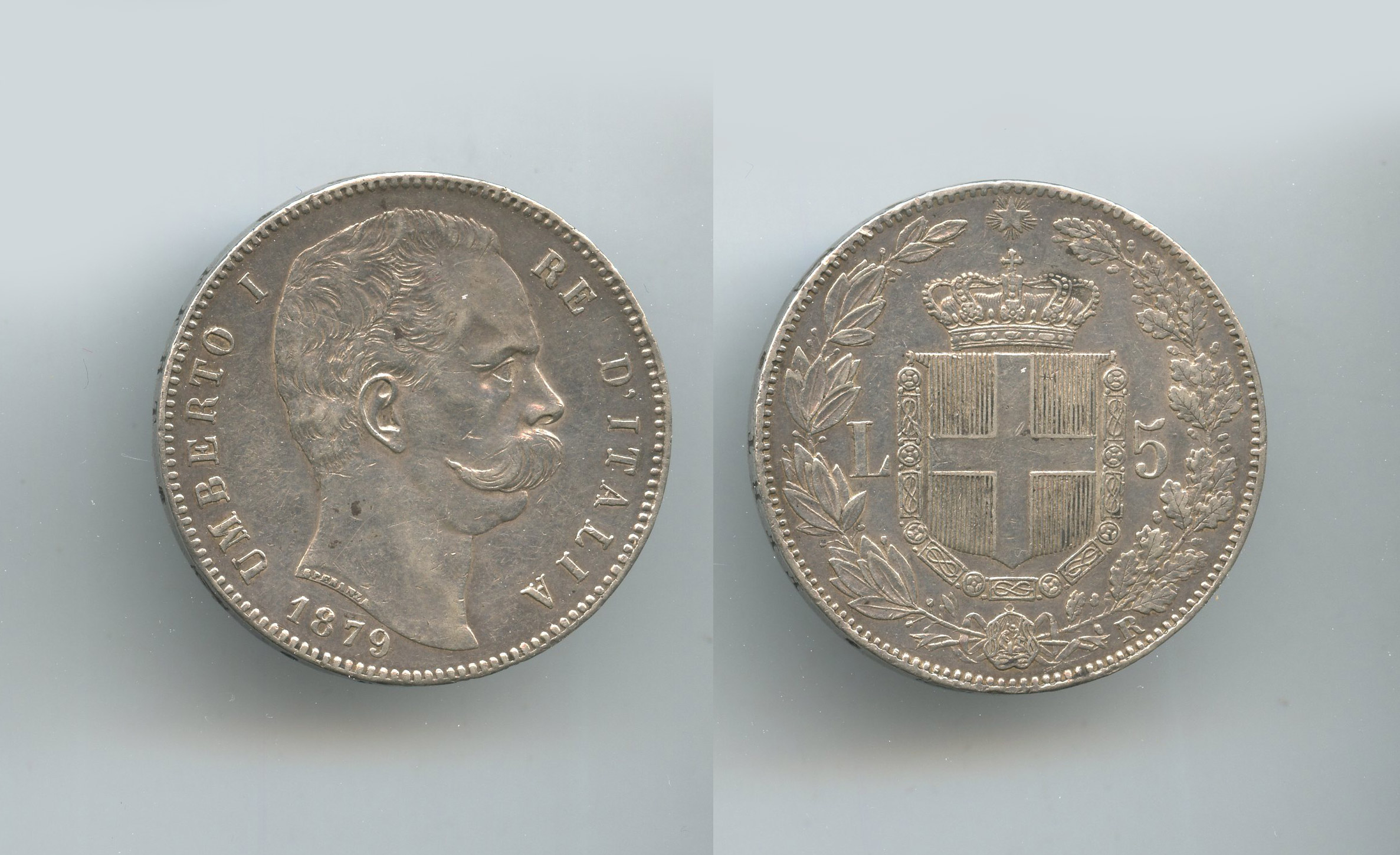 REGNO D' ITALIA, Umberto I (1878-1900) 5 Lire 1879 - Clicca l'immagine per chiudere