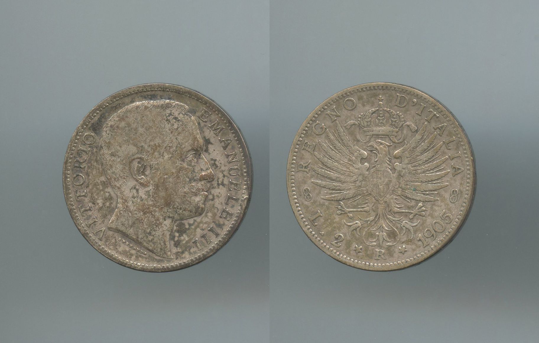 REGNO D' ITALIA, Vittorio Emanuele III (1900-1943) 2 Lire 1905 "Aquila Sabauda" - Clicca l'immagine per chiudere