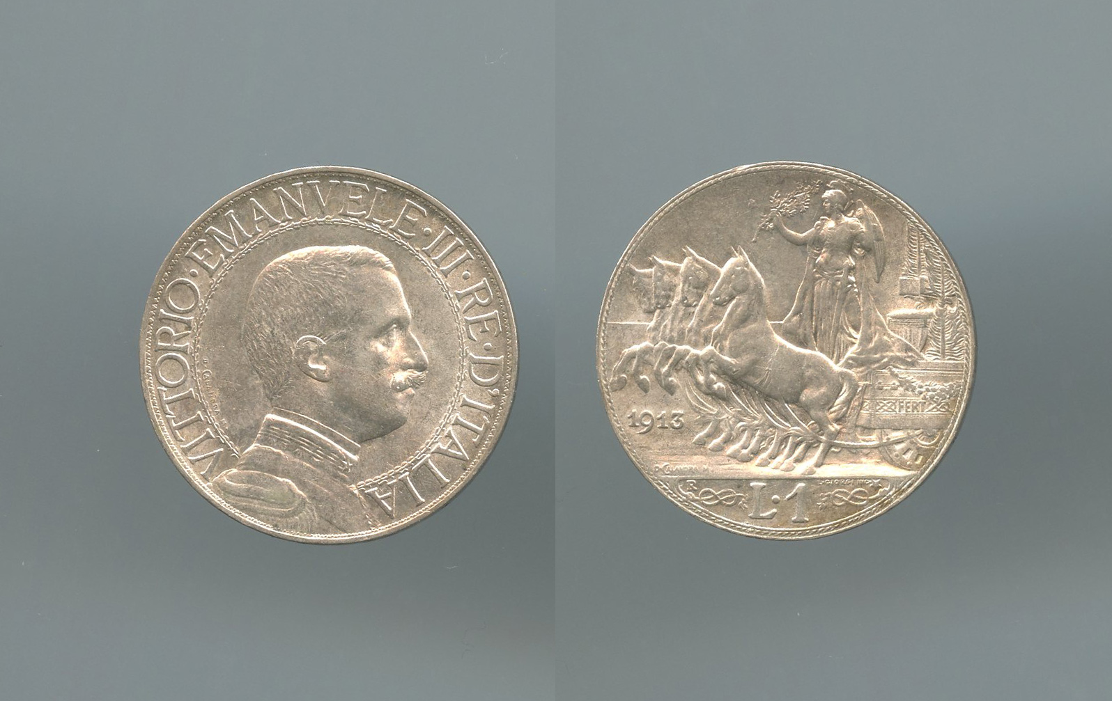 REGNO D' ITALIA, Vittorio Emanuele III (1900-1943) Lira 1913 "Quadriga veloce" - Clicca l'immagine per chiudere