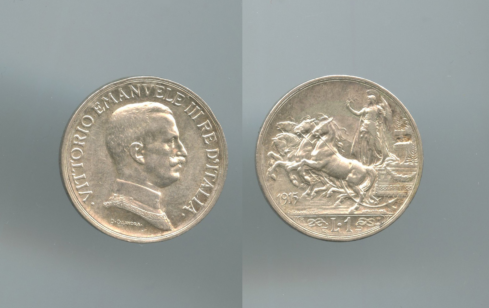 REGNO D' ITALIA, Vittorio Emanuele III (1900-1943) Lira 1915 "Quadriga briosa" - Clicca l'immagine per chiudere