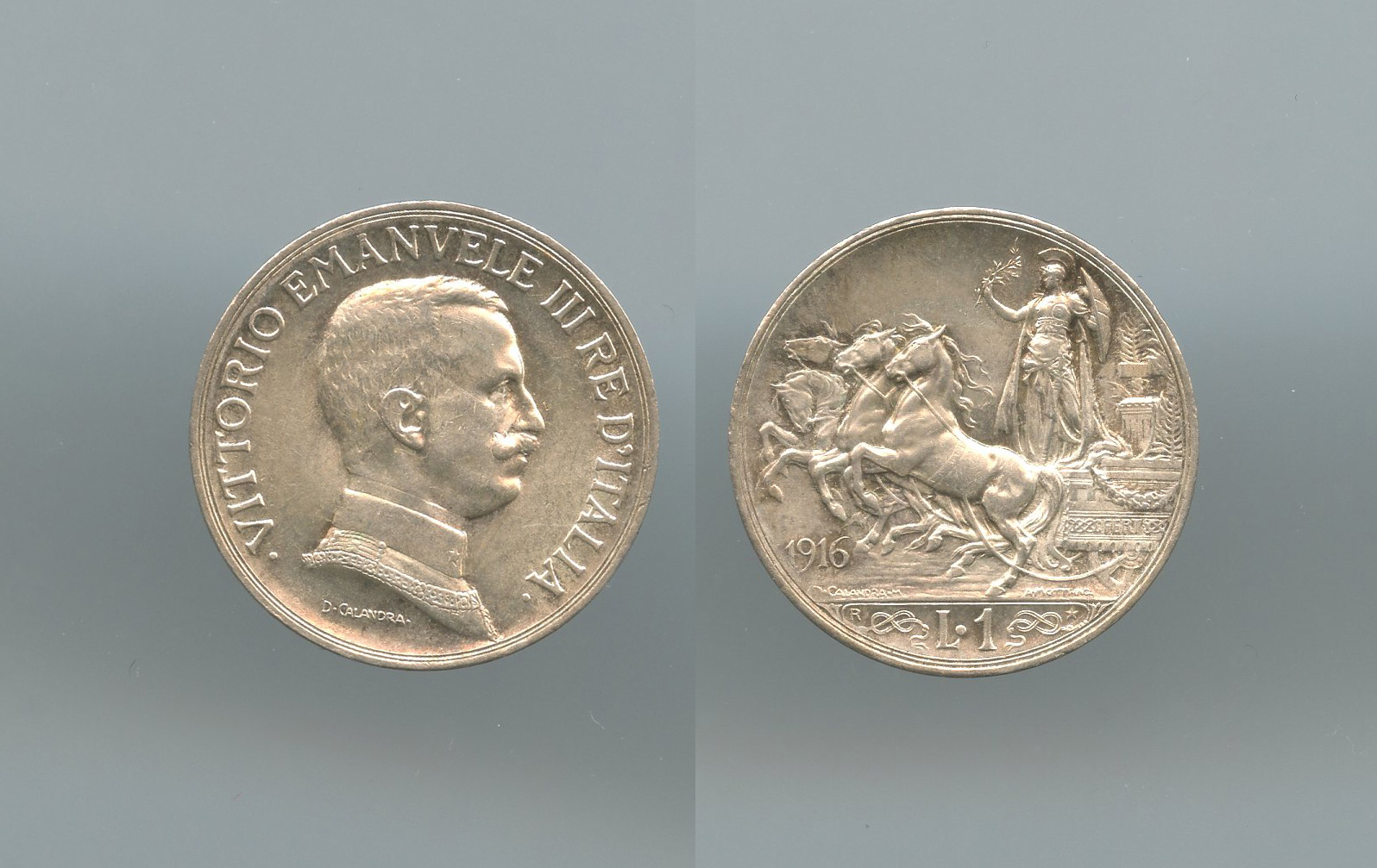 REGNO D' ITALIA, Vittorio Emanuele III (1900-1943) Lira 1916 "Quadriga briosa" - Clicca l'immagine per chiudere