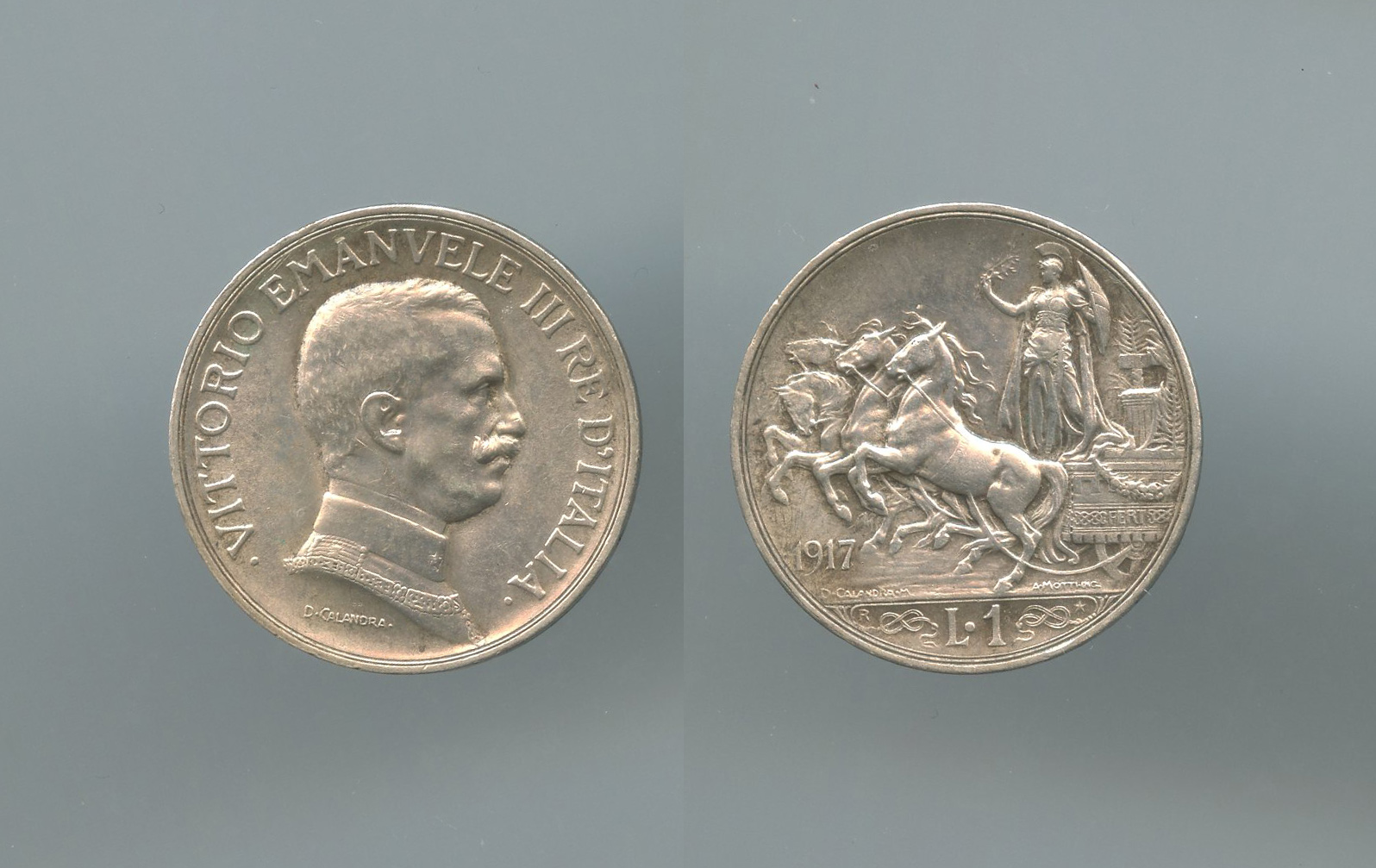 REGNO D' ITALIA, Vittorio Emanuele III (1900-1943) Lira 1917 "Quadriga briosa" - Clicca l'immagine per chiudere