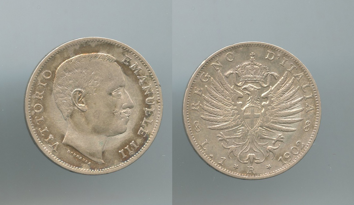 REGNO D' ITALIA, Vittorio Emanuele III (1900-1943) 1 Lira 1902