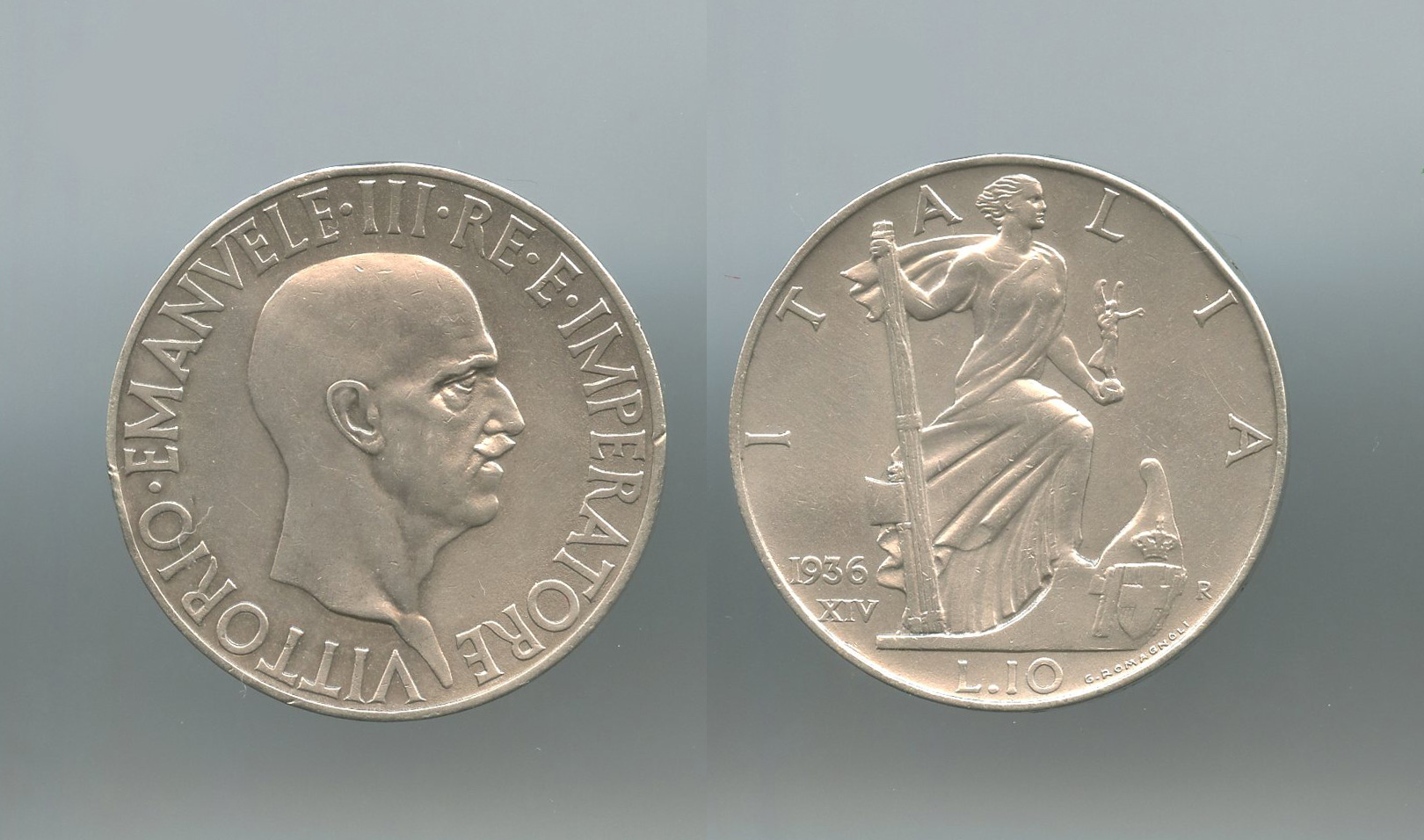 REGNO D' ITALIA, Vittorio Emanuele III (1900-1943) 10 Lire 1936 Impero - Clicca l'immagine per chiudere