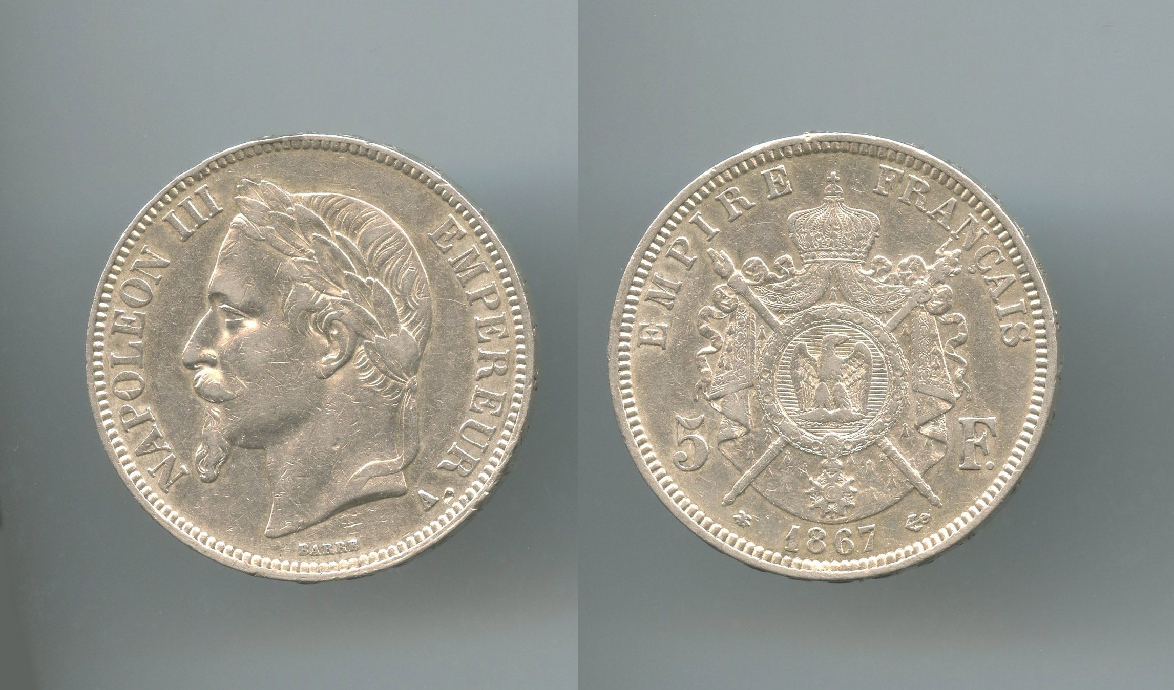 FRANCIA, Napoleone III (1852-1870) 5 Francs 1867 A