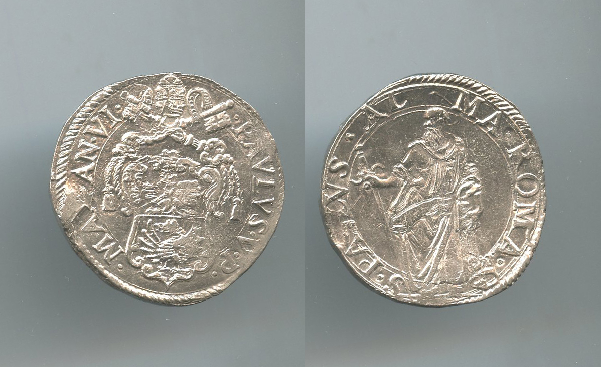 STATO PONTIFICIO, Paolo V (1605-1621) Testone A. VI