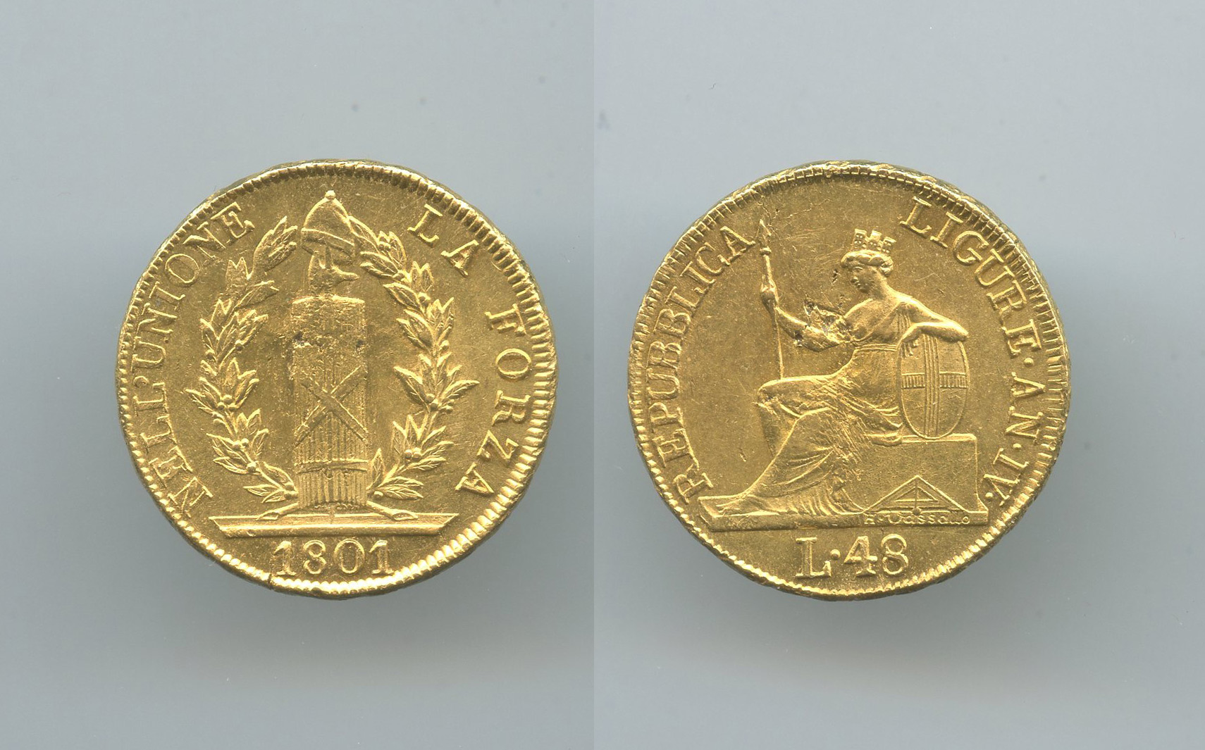 GENOVA, Repubblica Ligure (1798-1805) 48 Lire 1801 - Clicca l'immagine per chiudere