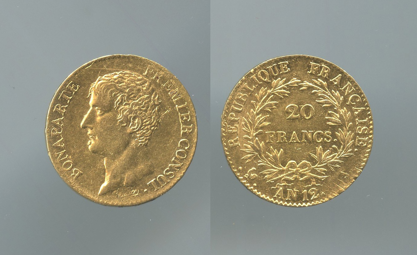 FRANCIA, Consolato (1799-1804) Napoleone Bonaparte I Console (1801-1804) 20 Francs AN 12 (1804) ERRORE LEGENDA