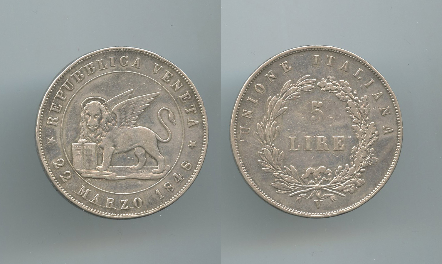 VENEZIA, Governo Provvisorio (1848-1849) 5 Lire 1848 - Clicca l'immagine per chiudere