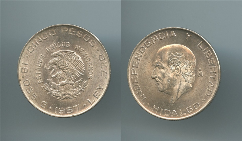 MESSICO, 5 Pesos 1957 - Clicca l'immagine per chiudere