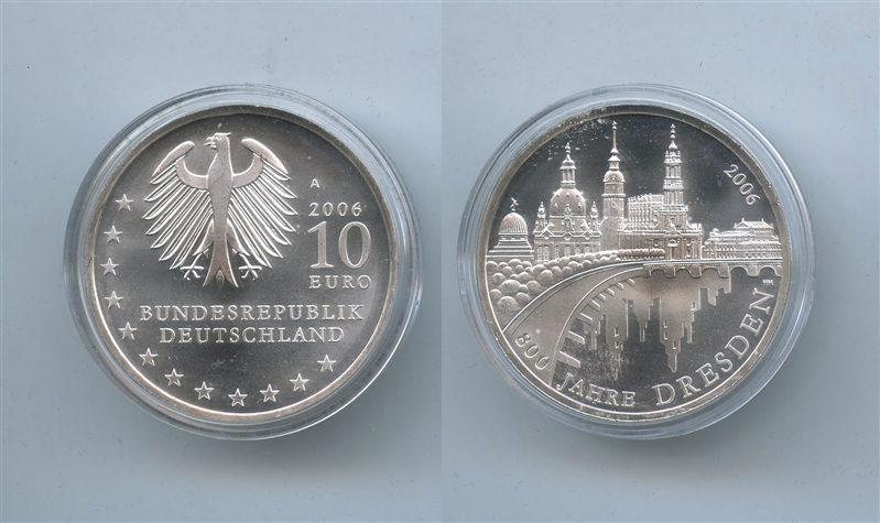 GERMANIA, 10 Euro 2006 A, "800 Dresda"