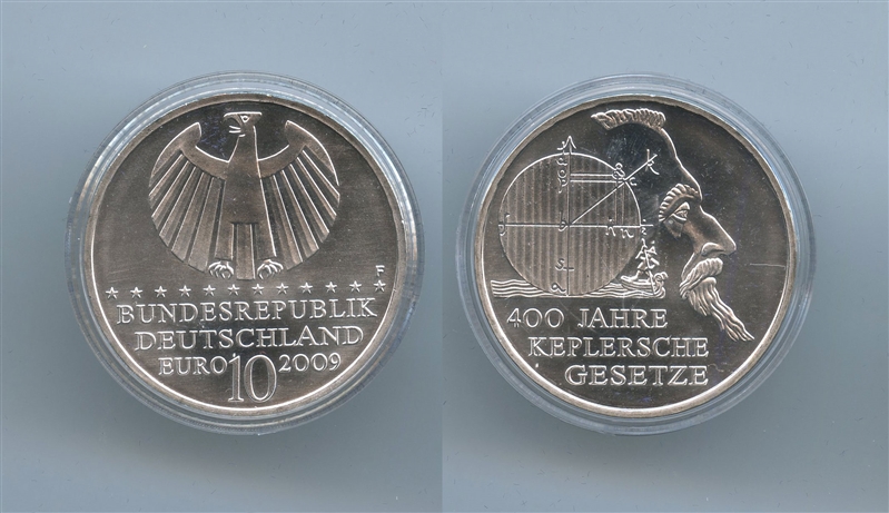 GERMANIA, 10 Euro 2009 F, "400 leggi di Keplero"