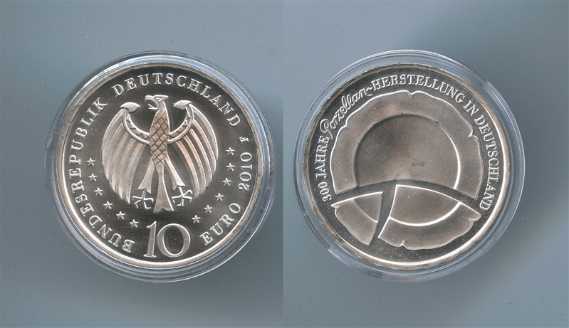 GERMANIA, 10 Euro 2010 F, "300 produzione di porcellana in Germania"