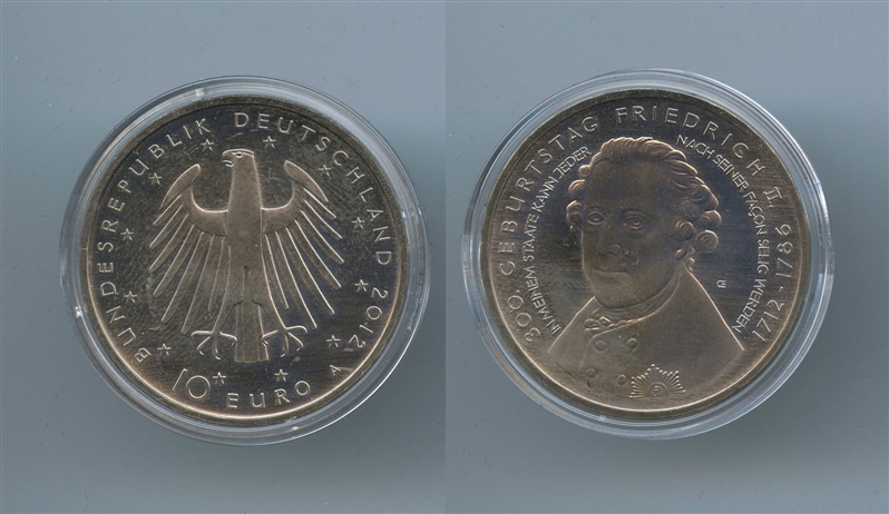 GERMANIA, 10 Euro 2012 A, "300 nascita di Federico II di Prussia"