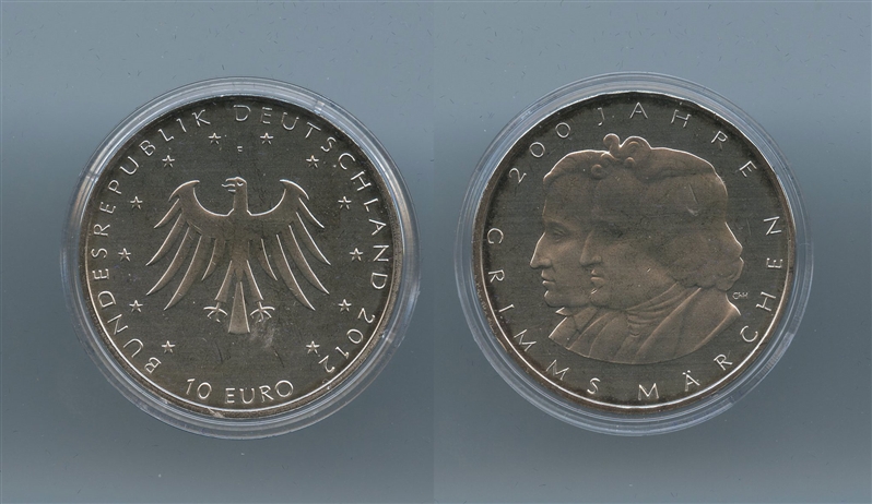 GERMANIA, 10 Euro 2012 F, "200 fiabe dei fratelli Grimm"