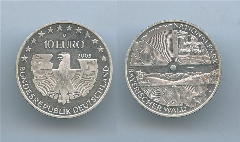 GERMANIA, 10 Euro 2005 D, "Parco forestale bavarese"