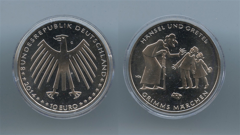 GERMANIA, 10 Euro 2014 G, "Hansel e Gretel"