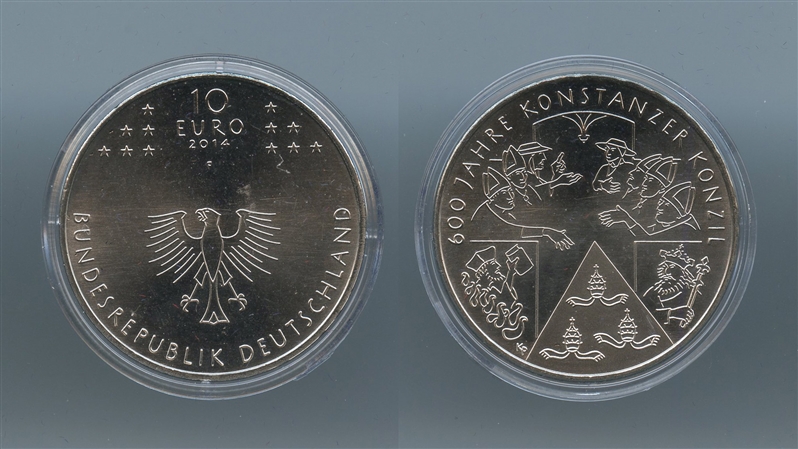 GERMANIA, 10 Euro 2014 F, "600 Concilio di Costanza"