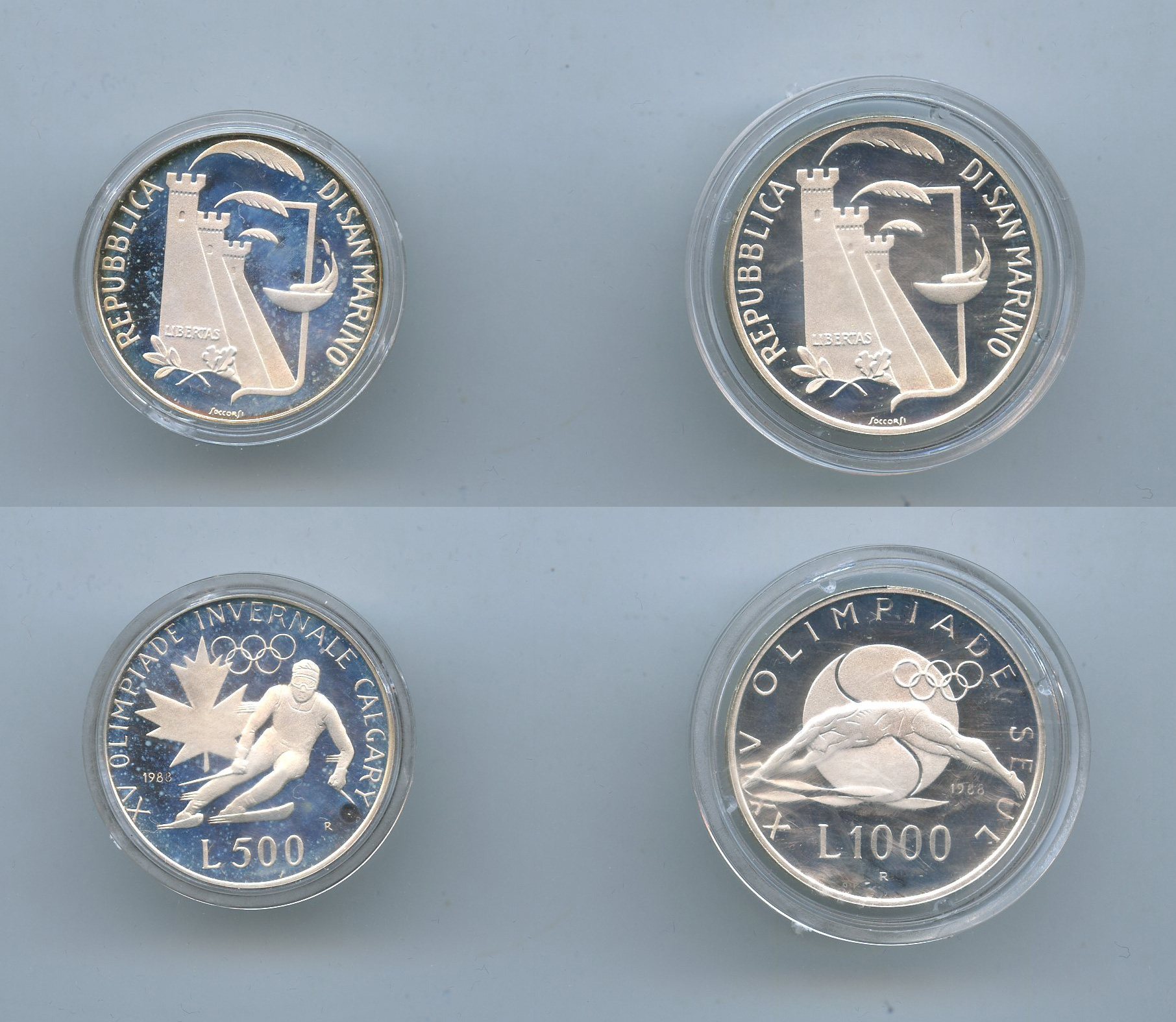 SAN MARINO, Dittico 1000 e 500 Lire 1988 "Olimpiade di Seul"