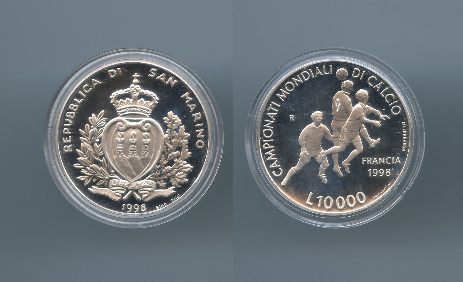 SAN MARINO, 10000 Lire 1998 "Mondiali di calcio Francia '98"